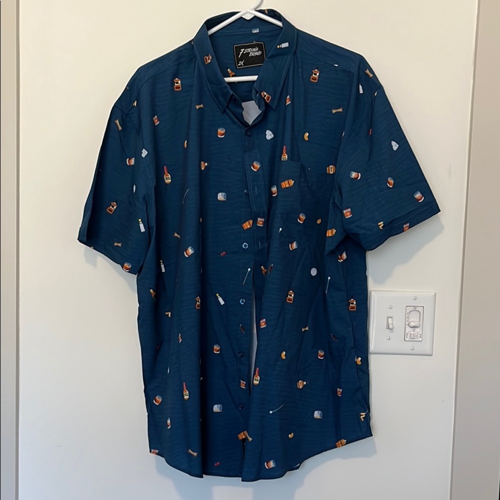 Old fashioned print men’s button down - blue